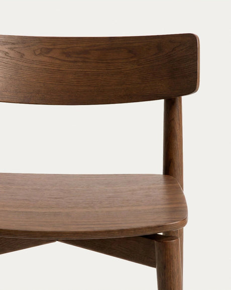 Hocker Evera mit Rückenlehne aus Eichenfurnier mit Nussbaumfinish oder Naturfarben, 65 cm von Kave Home – Bild 7