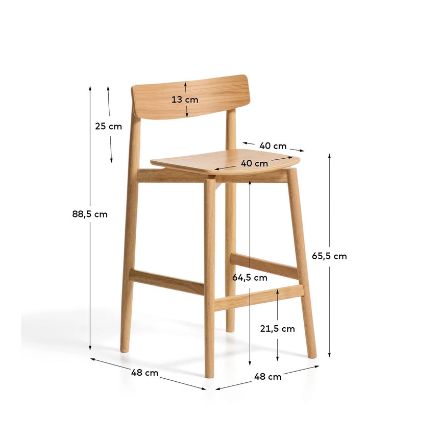 Hocker Evera mit Rückenlehne aus Eichenfurnier mit naturfarbenem Finish, 65 cm  von Kave Home – Bild 2