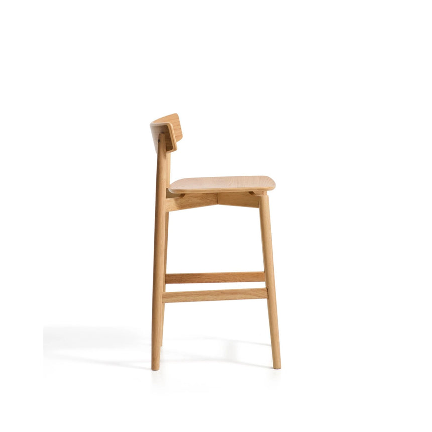 Hocker Evera mit Rückenlehne aus Eichenfurnier mit naturfarbenem Finish, 65 cm  von Kave Home – Bild 3
