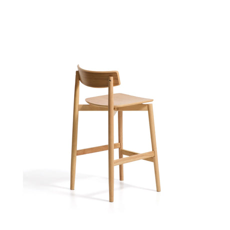 Hocker Evera mit Rückenlehne aus Eichenfurnier mit naturfarbenem Finish, 65 cm  von Kave Home – Bild 4