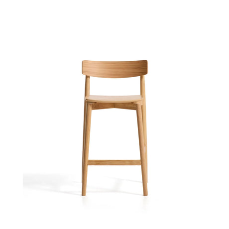 Hocker Evera mit Rückenlehne aus Eichenfurnier mit naturfarbenem Finish, 65 cm  von Kave Home – Bild 5