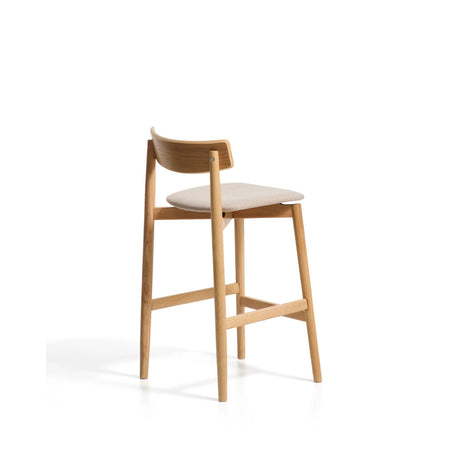 Hocker Evera mit Rückenlehne aus Eichenfurnier mit naturfarbenem Finish und beiger Chenille, 65 cm von Kave Home – Bild 4