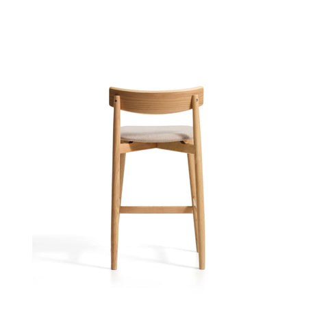 Hocker Evera mit Rückenlehne aus Eichenfurnier mit naturfarbenem Finish und beiger Chenille, 65 cm von Kave Home – Bild 6