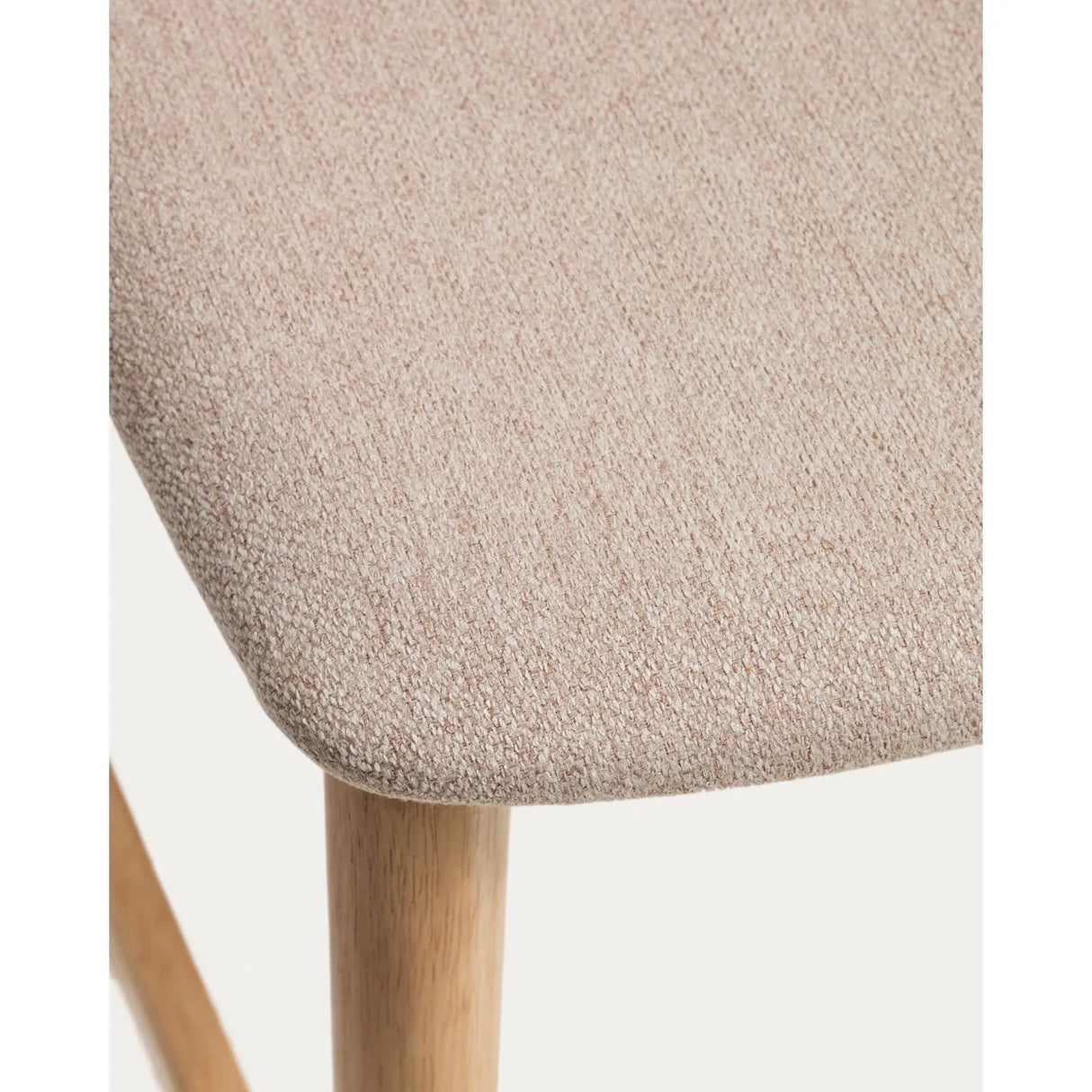 Hocker Evera mit Rückenlehne aus Eichenfurnier mit naturfarbenem Finish und beiger Chenille, 65 cm von Kave Home – Bild 8