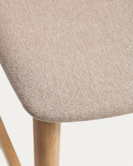 Hocker Evera mit Rückenlehne aus Eichenfurnier mit naturfarbenem Finish und beiger Chenille, 65 cm von Kave Home – Bild 8