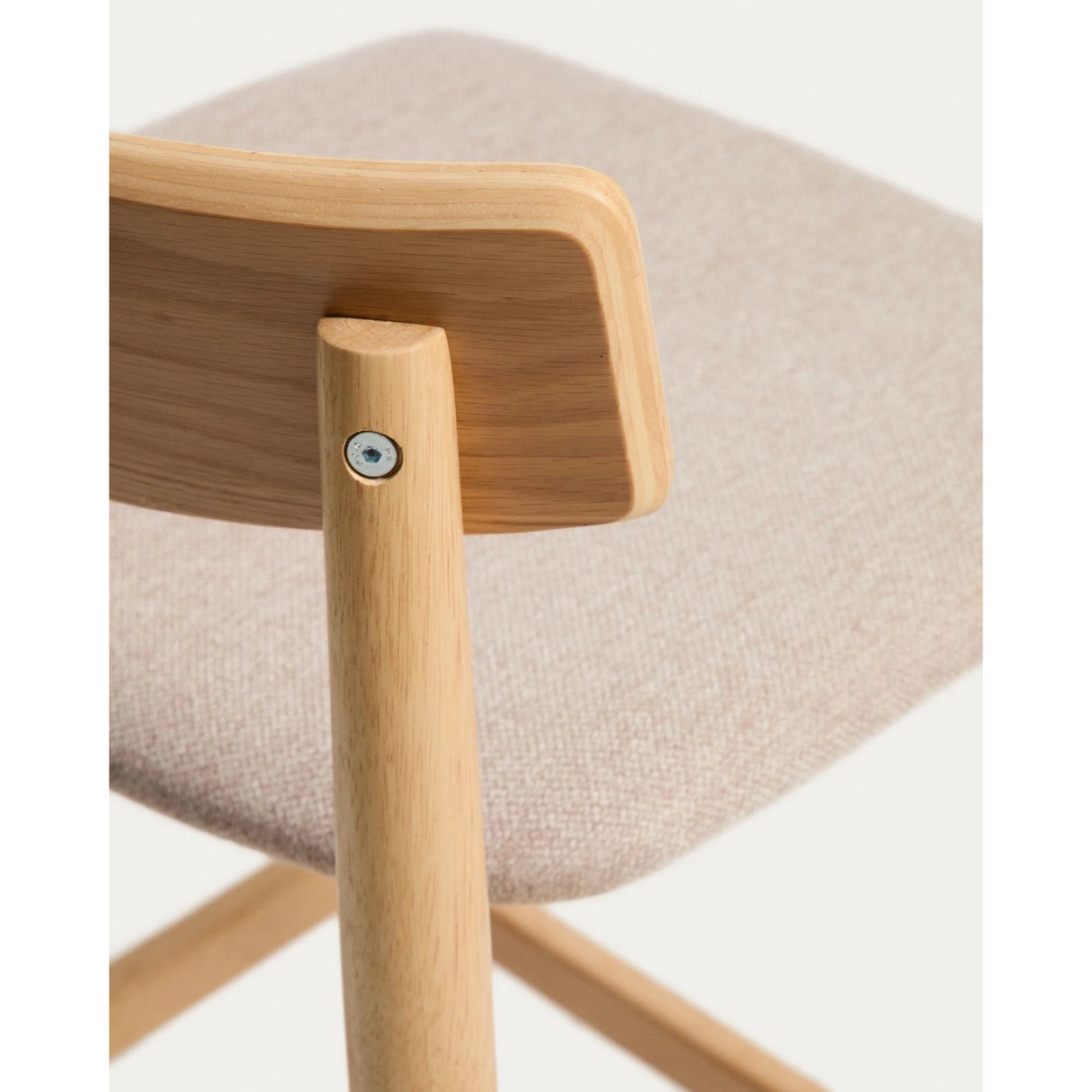Hocker Evera mit Rückenlehne aus Eichenfurnier mit naturfarbenem Finish und beiger Chenille, 65 cm von Kave Home – Bild 9