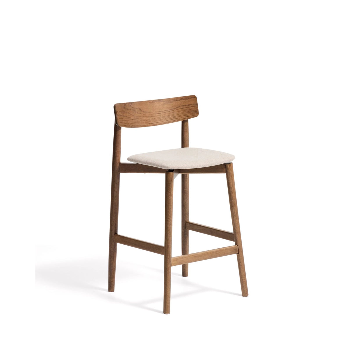 Hocker Evera mit Rückenlehne aus Eichenfurnier mit verschiedenen Finishes und Chenille, 65 cm von Kave Home – Bild 1