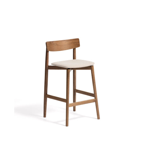 Hocker Evera mit Rückenlehne aus Eichenfurnier mit verschiedenen Finishes und Chenille, 65 cm von Kave Home – Bild 1