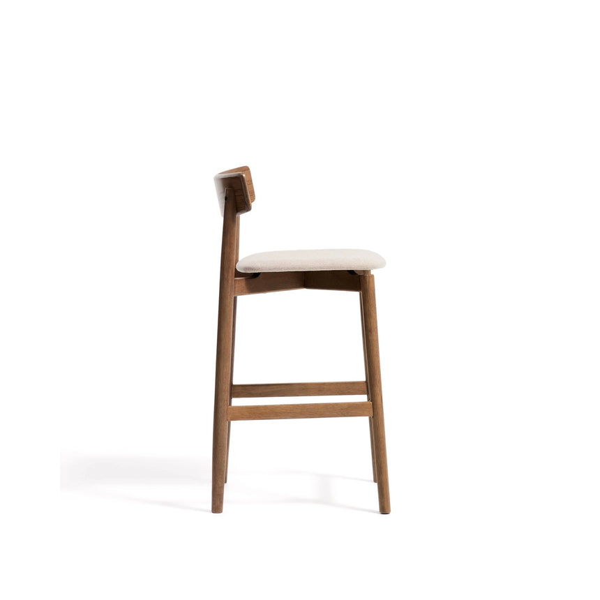 Hocker Evera mit Rückenlehne aus Eichenfurnier mit verschiedenen Finishes und Chenille, 65 cm von Kave Home – Bild 3