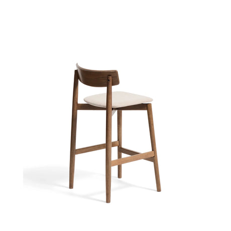 Hocker Evera mit Rückenlehne aus Eichenfurnier mit verschiedenen Finishes und Chenille, 65 cm von Kave Home – Bild 4