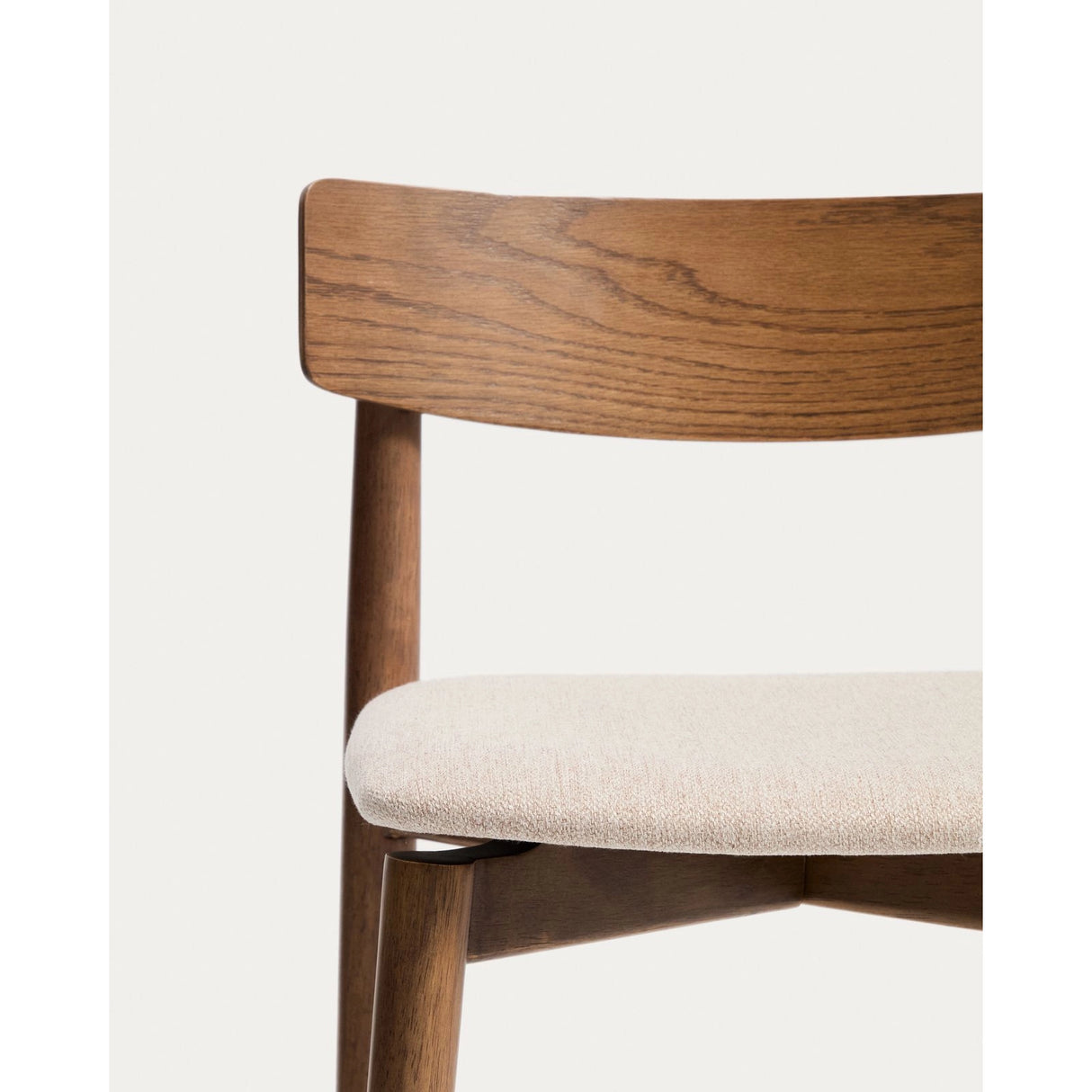 Hocker Evera mit Rückenlehne aus Eichenfurnier mit verschiedenen Finishes und Chenille, 65 cm von Kave Home – Bild 6