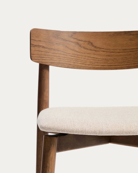 Hocker Evera mit Rückenlehne aus Eichenfurnier mit verschiedenen Finishes und Chenille, 65 cm von Kave Home – Bild 6