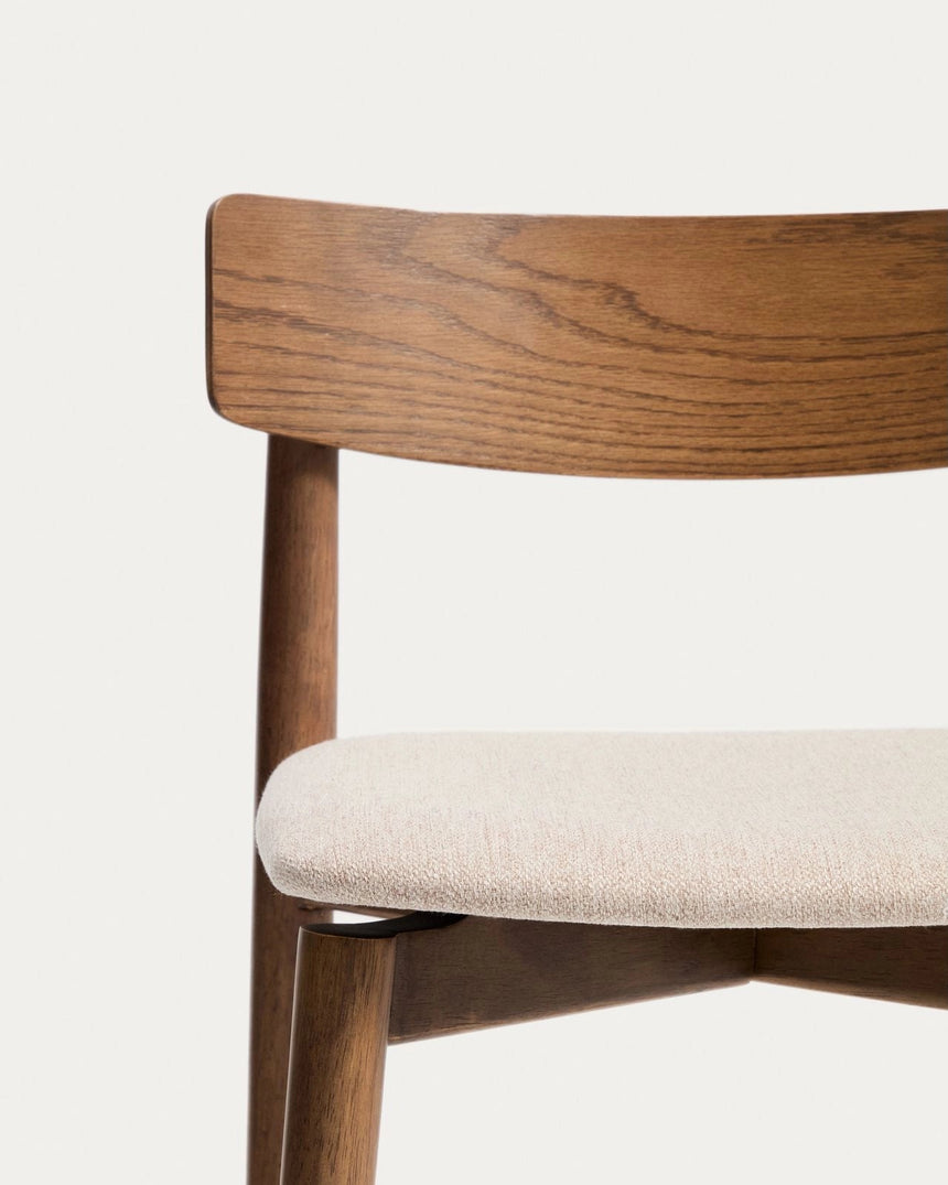 Hocker Evera mit Rückenlehne aus Eichenfurnier mit verschiedenen Finishes und Chenille, 65 cm von Kave Home – Bild 6