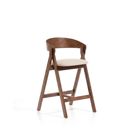 Hocker Godia aus Eichenfurnier mit Nussbaumfinish oder naturfarben und beiger Chenille von Kave Home – Bild 1