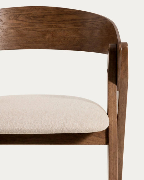 Hocker Godia aus Eichenfurnier mit Nussbaumfinish oder naturfarben und beiger Chenille von Kave Home – Bild 7