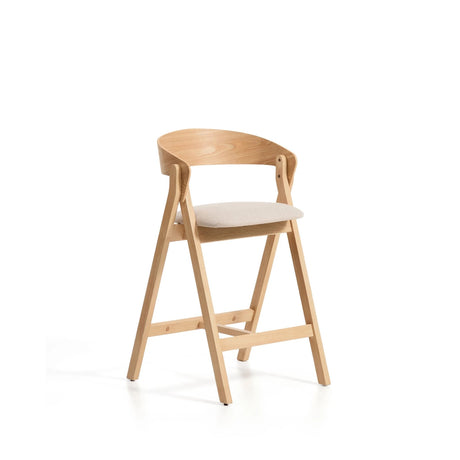 Hocker Godia aus Eichenfurnier mit naturfarbenem Finish und beiger Chenille von Kave Home – Bild 1