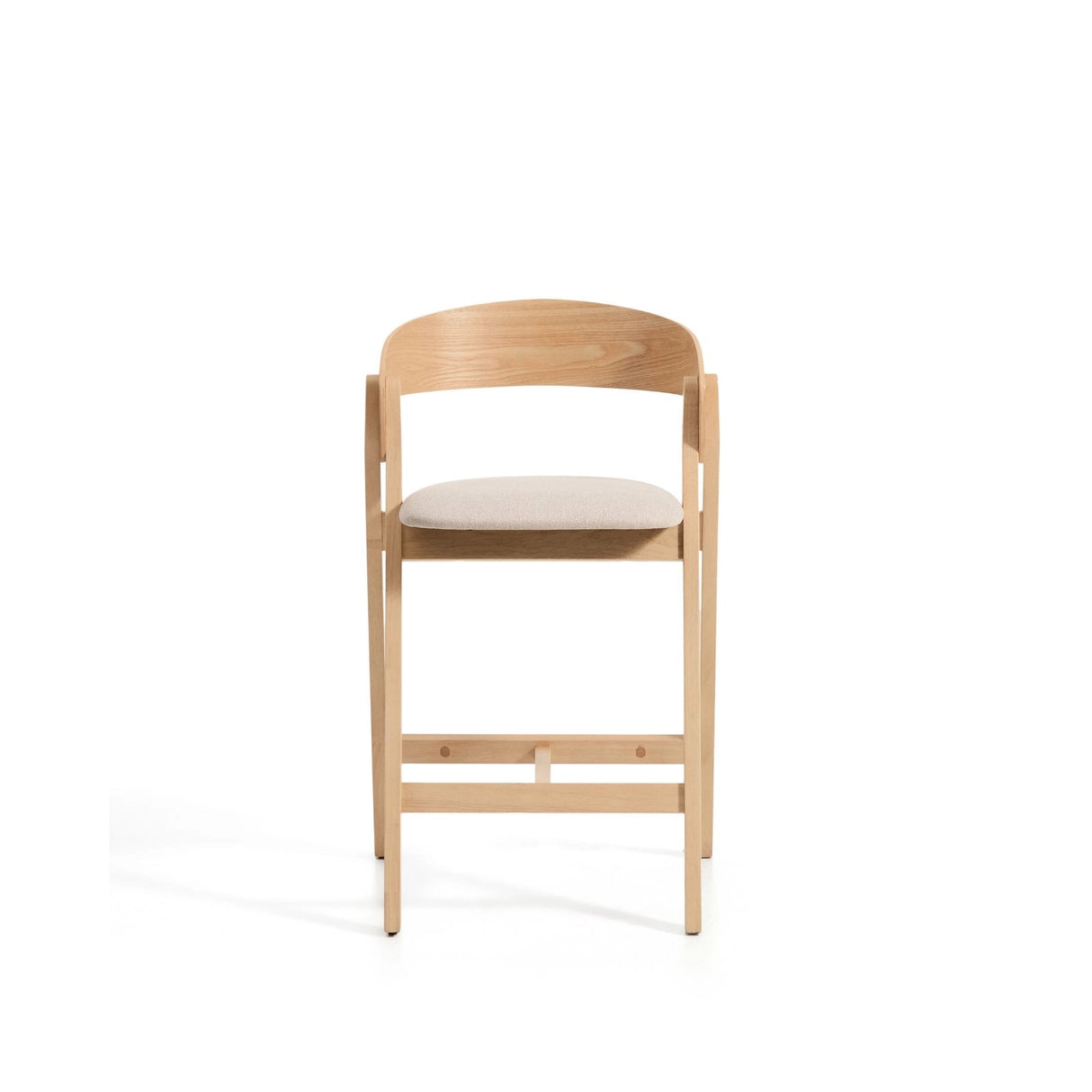Hocker Godia aus Eichenfurnier mit naturfarbenem Finish und beiger Chenille von Kave Home – Bild 5