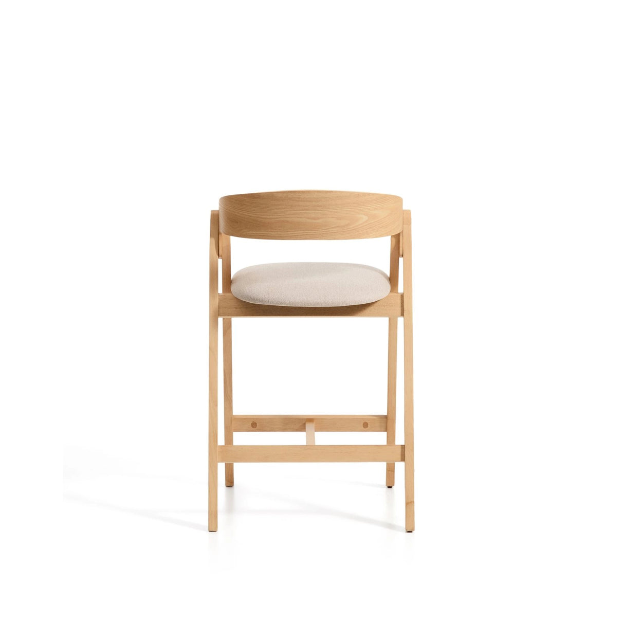 Hocker Godia aus Eichenfurnier mit naturfarbenem Finish und beiger Chenille von Kave Home – Bild 6