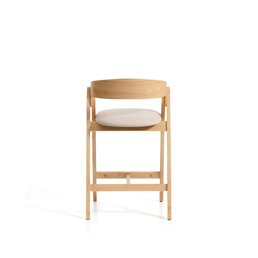 Hocker Godia aus Eichenfurnier mit naturfarbenem Finish und beiger Chenille von Kave Home – Bild 6