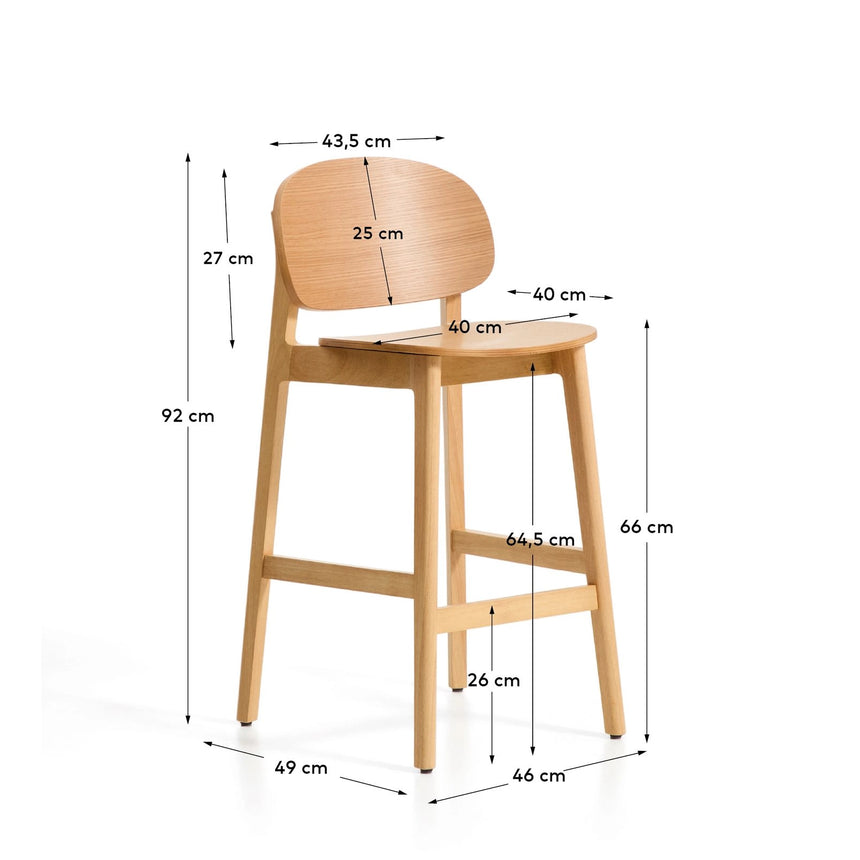 Hocker Ludara aus Eichenfurnier, 65 cm von Kave Home – Bild 3
