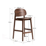 Hocker Ludara aus Eichenfurnier mit Nussbaumfinish oder Naturfinish, 65 cm von Kave Home – Bild 3