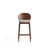 Hocker Ludara aus Eichenfurnier mit Nussbaumfinish oder Naturfinish und Chenille, 65 cm von Kave Home – Bild 6