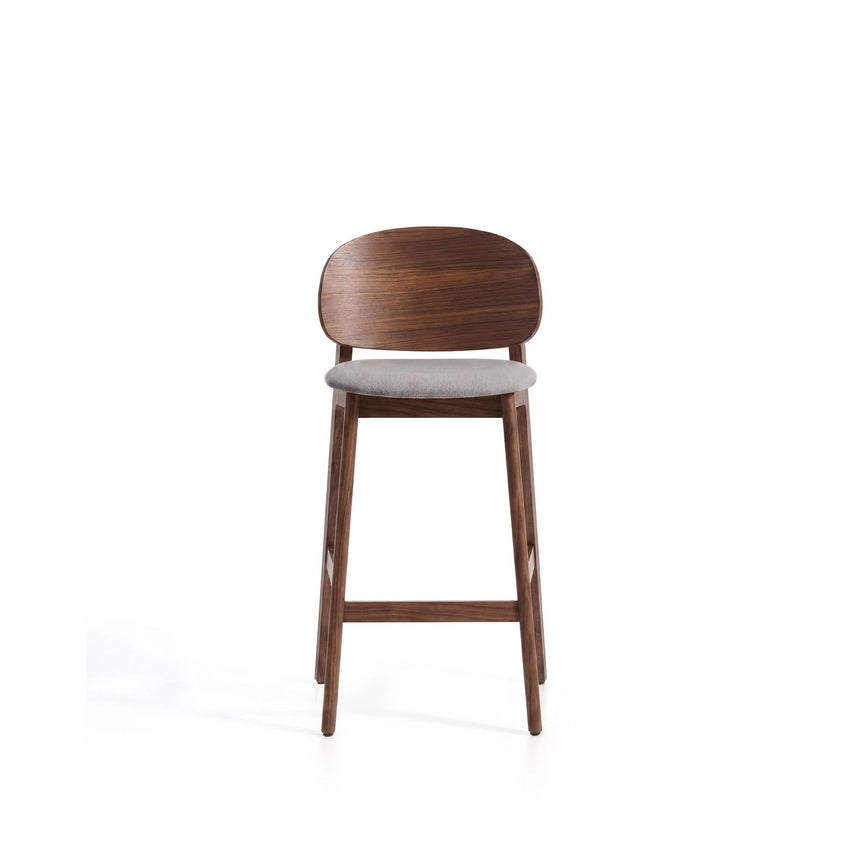 Hocker Ludara aus Eichenfurnier mit Nussbaumfinish oder Naturfinish und Chenille, 65 cm von Kave Home – Bild 6