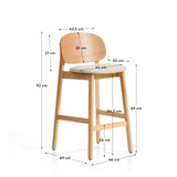 Hocker Ludara aus Eichenfurnier mit beiger Chenille, 65 cm von Kave Home – Bild 3