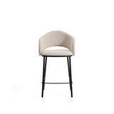 Hocker Maina aus dicker beigefarbener Chenille und Stahlbeinen mit schwarzer Beschichtung FSC Mix Credit 65 cm von Kave Home – Bild 5