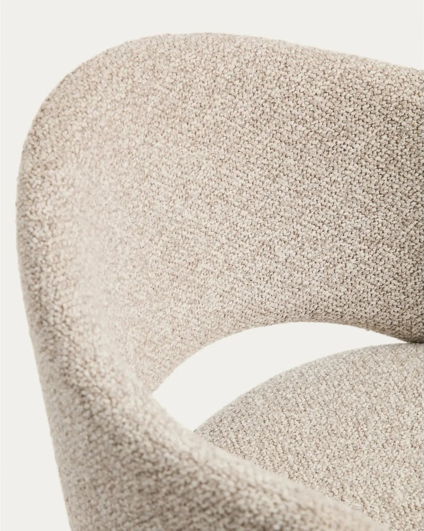 Hocker Maina aus dicker beigefarbener Chenille und Stahlbeinen mit schwarzer Beschichtung FSC Mix Credit 65 cm von Kave Home – Bild 8