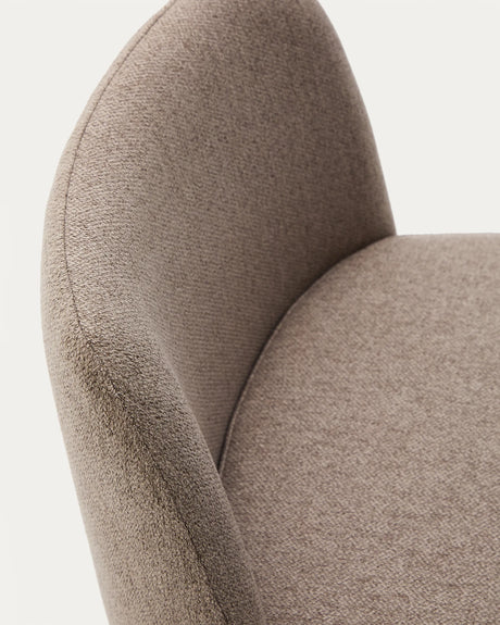 Hocker Minami aus braunem Chenille mit Stahlbeinen in Schwarz Höhe 65 cm von Kave Home – Produktbild 8