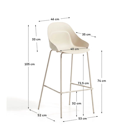 Hocker Sanile mit Stahlbeinen, 74 cm von Kave Home – Bild 3