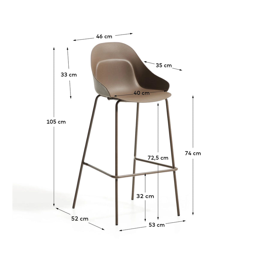 Hocker Sanile mit Stahlbeinen mit braunem Finish, 74 cm von Kave Home – Bild 3