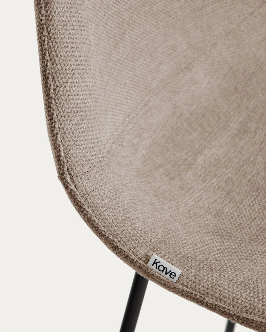 Hocker Zahara mit Chenille und Stahlbeinen mit schwarzem Finish, 65 cm, FSC 100 % von Kave Home – Bild 8