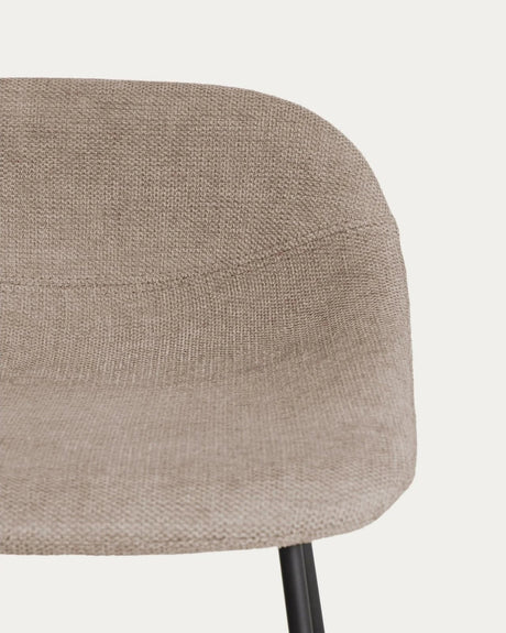 Hocker Zahara mit Chenille und Stahlbeinen mit schwarzem Finish, 76 cm, FSC 100 % von Kave Home – Bild 7