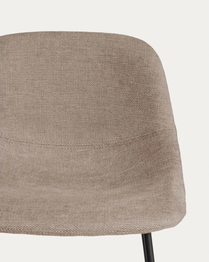 Hocker Zahara mit Chenille und Stahlbeinen mit schwarzem Finish, 76 cm, FSC 100 % von Kave Home – Bild 5