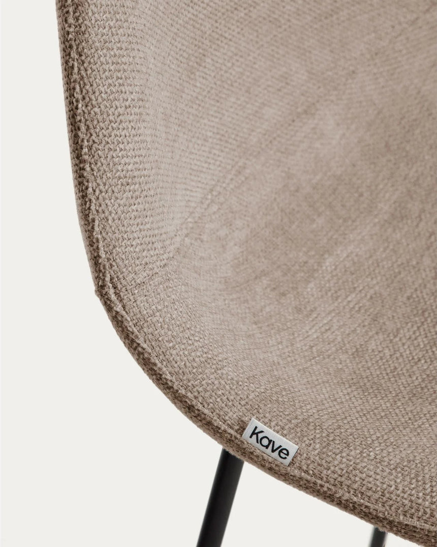 Hocker Zahara mit Chenille und Stahlbeinen mit schwarzem Finish, 76 cm, FSC 100 % von Kave Home – Bild 6
