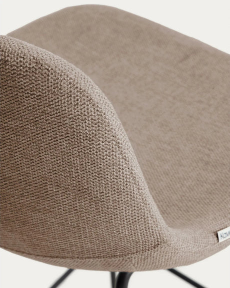 Hocker Zahara mit Chenille und Stahlbeinen mit schwarzem Finish, 76 cm, FSC 100 % von Kave Home – Bild 7