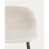 Hocker Zahara mit beiger Chenille und Stahlbeinen mit schwarzem Finish, 65 cm, FSC 100 % von Kave Home – Bild 6