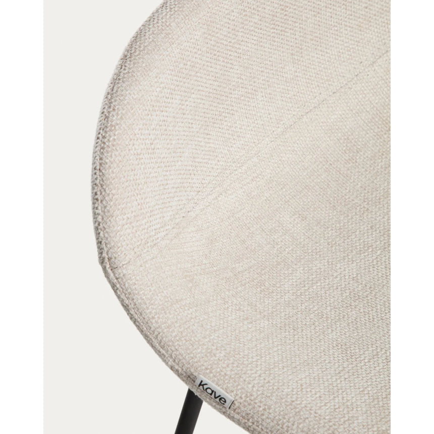 Hocker Zahara mit beiger Chenille und Stahlbeinen mit schwarzem Finish, 65 cm, FSC 100 % von Kave Home – Bild 7