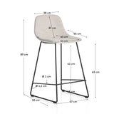 Hocker Zahara mit beiger Chenille und Stahlbeinen mit schwarzem Finish, 65 cm, FSC 100 % von Kave Home – Bild 2