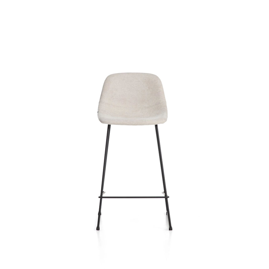 Hocker Zahara mit beiger Chenille und Stahlbeinen mit schwarzem Finish, 65 cm, FSC 100 % von Kave Home – Bild 5