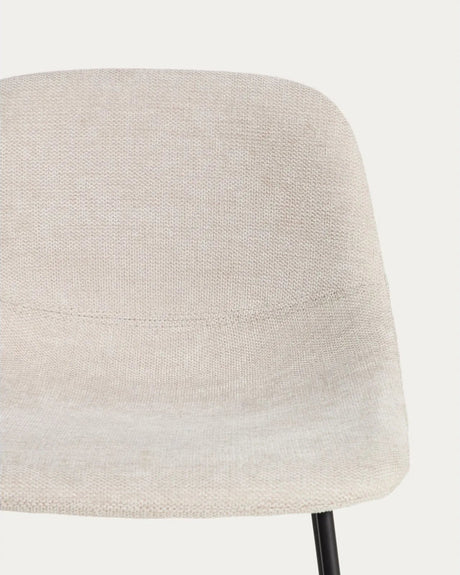 Hocker Zahara mit beiger Chenille und Stahlbeinen mit schwarzem Finish, 65 cm, FSC 100 % von Kave Home – Bild 7