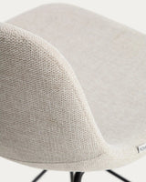 Hocker Zahara mit beiger Chenille und Stahlbeinen mit schwarzem Finish, 65 cm, FSC 100 % von Kave Home – Bild 9