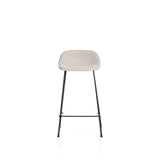 Hocker Zahara mit beiger Chenille und Stahlbeinen mit schwarzem Finish, 76 cm, FSC 100 % von Kave Home – Bild 5