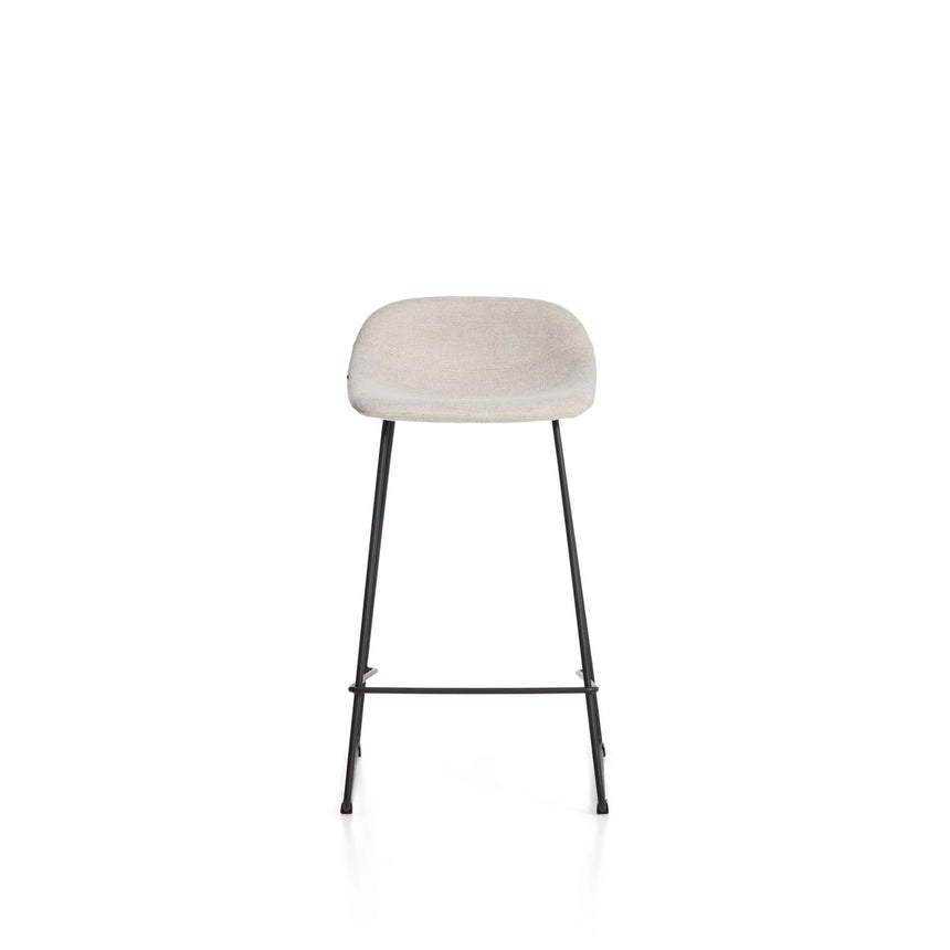 Hocker Zahara mit beiger Chenille und Stahlbeinen mit schwarzem Finish, 76 cm, FSC 100 % von Kave Home – Bild 5