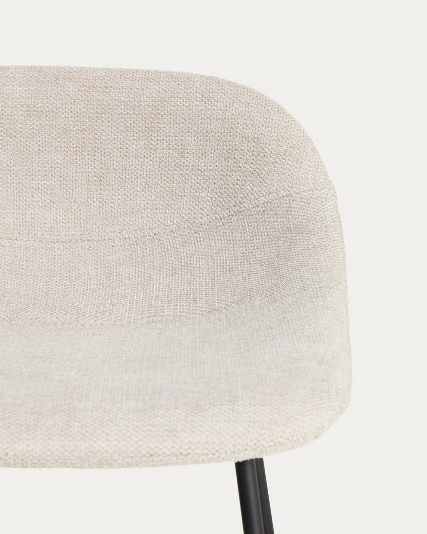 Hocker Zahara mit beiger Chenille und Stahlbeinen mit schwarzem Finish, 76 cm, FSC 100 % von Kave Home – Bild 7