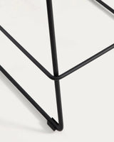 Hocker Zahara mit beiger Chenille und Stahlbeinen mit schwarzem Finish, 76 cm, FSC 100 % von Kave Home – Bild 9