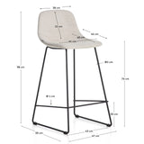 Hocker Zahara mit beiger Chenille und Stahlbeinen mit schwarzem Finish, 76 cm, FSC 100 % von Kave Home – Bild 2