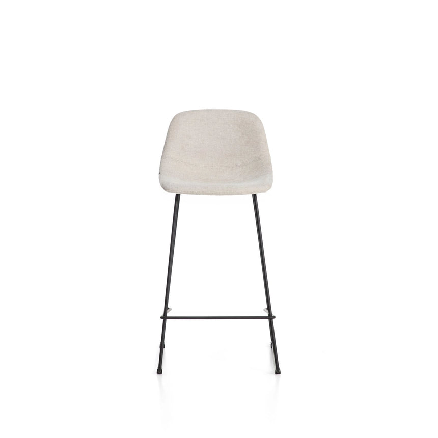 Hocker Zahara mit beiger Chenille und Stahlbeinen mit schwarzem Finish, 76 cm, FSC 100 % von Kave Home – Bild 5